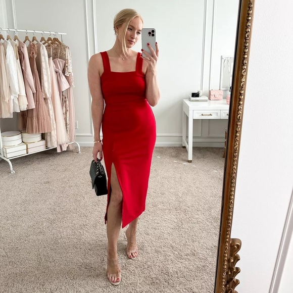 Petal & pup square neck midi cocktail dress nwot - Picture 5 of 6